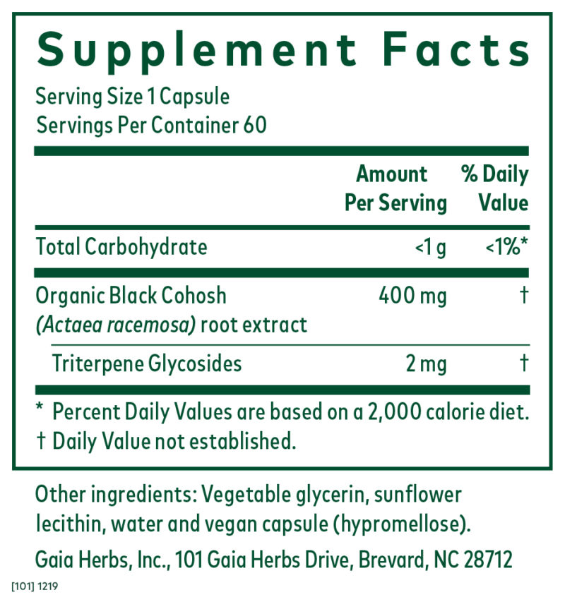 Gaia Black Cohosh 60 Ct. - Image 2
